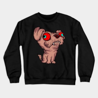 crazy dog pet cartoon illustration red eyes Crewneck Sweatshirt